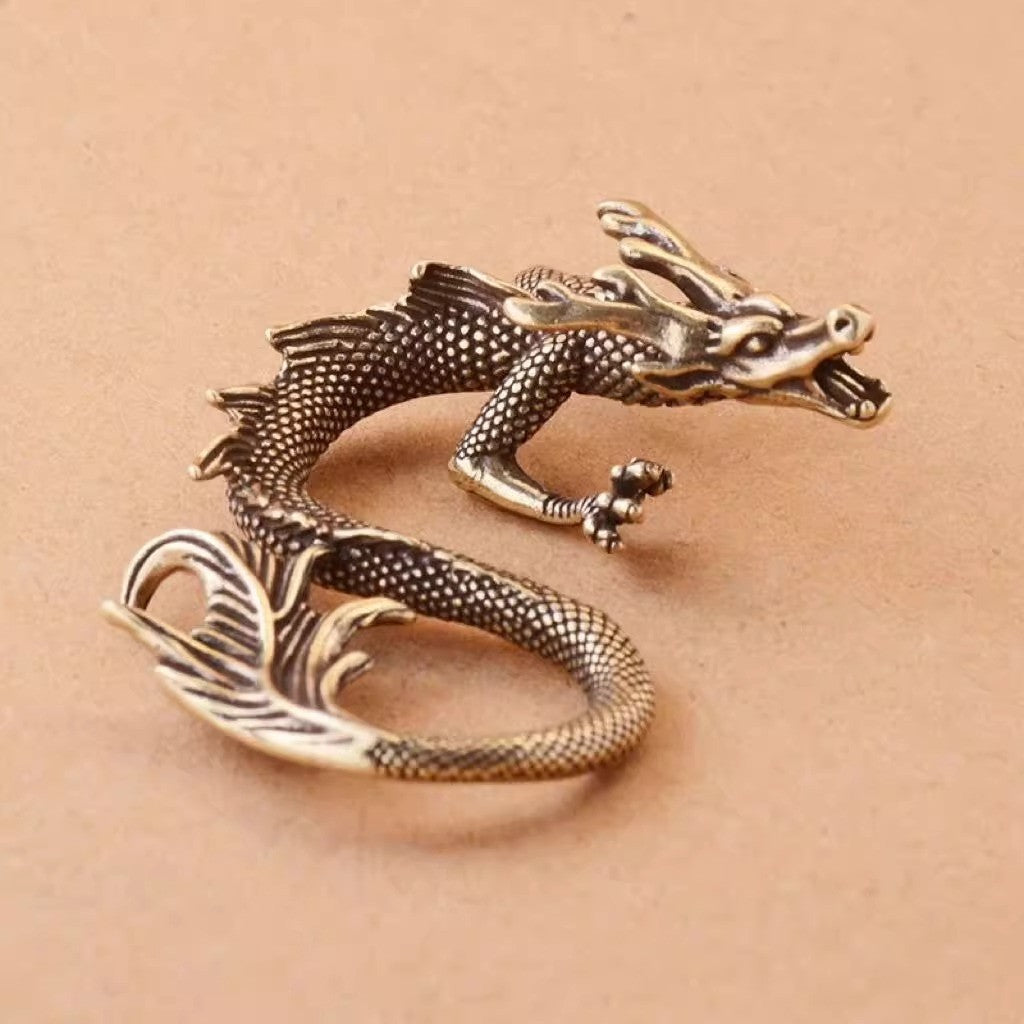 1pc Retro Brass Dragon Sculpture Ornament Tea Table Tea Pets Copper Figurine