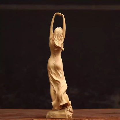 9" Boxwood Lady Girl Statue Beauty Figurine Model Art Body Romance Home Collect