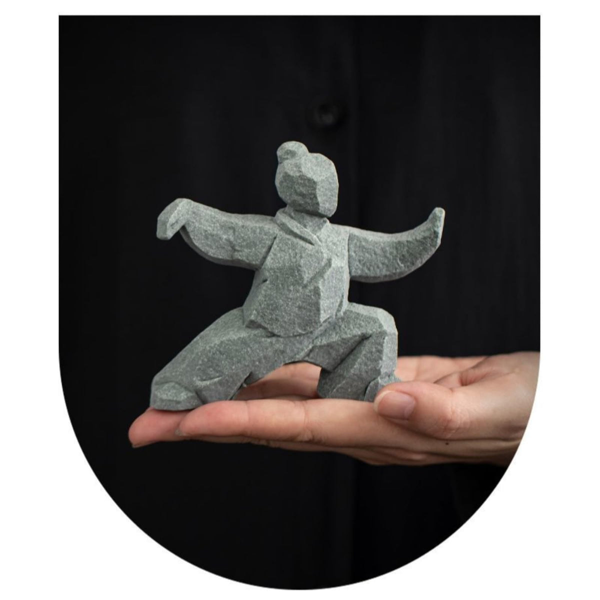 Chinese Martial Arts Green Sandstone Tea Pet 11cm Kung Fu Tea Play Decorative