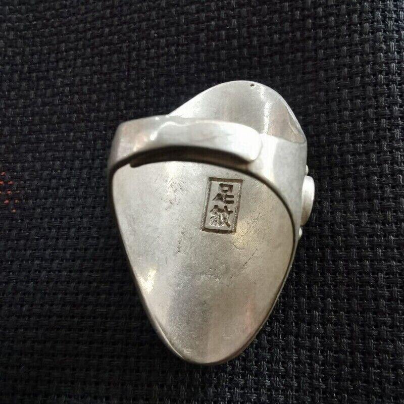 Old Chinese tibet silver inlay Red green gem handmade Ring