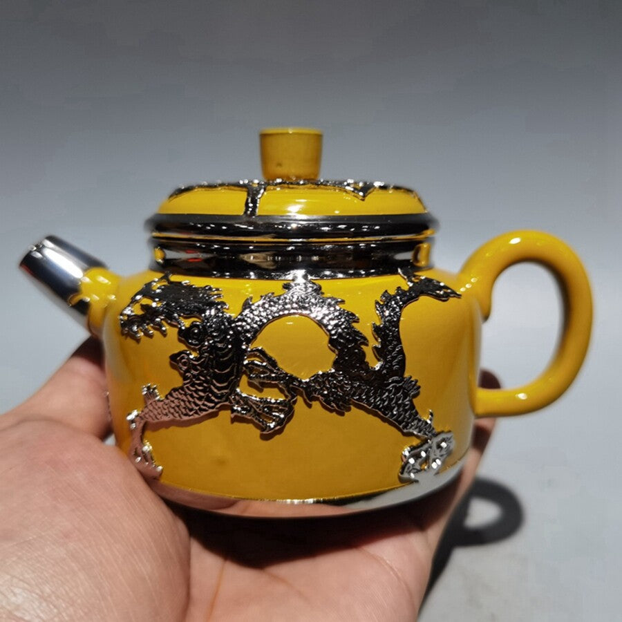 China old Yixing Clay Teapot Handmade armor gilt pots Purple sand Teapot