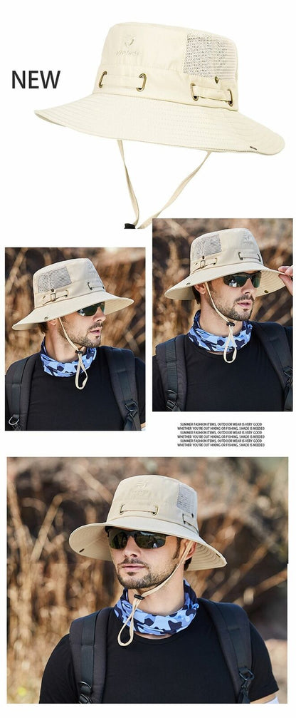 Summer Bucket Hat Mesh Breathable Outdoor Fishing Mountaineering Hiking Foldable