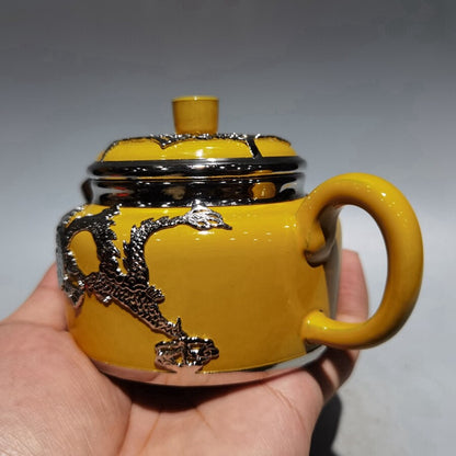 China old Yixing Clay Teapot Handmade armor gilt pots Purple sand Teapot
