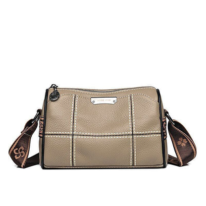 Women Genuine Leather Handbags 3 Layers Cow Leather Shoulder Crossbody Bags Bag