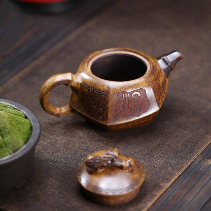 Yixing Zisha Tea Pot Original Ore High-fired Duan Clay Cicada & Bamboo Teapot