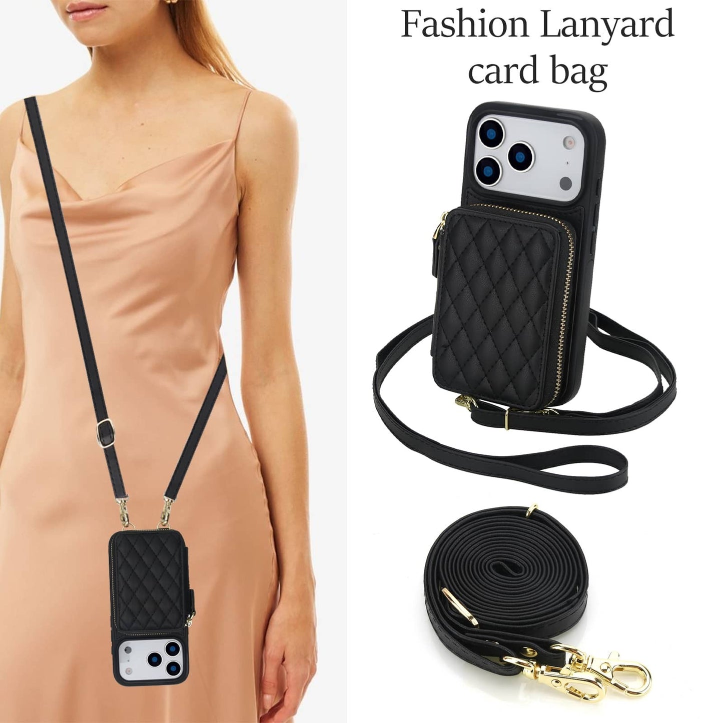 Crossbody Wallet Case for iPhone 17 Pro Max/Air/17 Pro/17 Zipper Handbag Purse