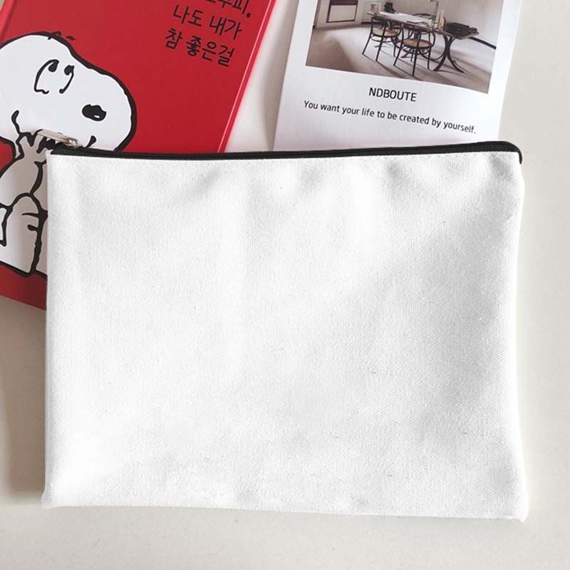 Canvas Makeup Bag White Cosmetic Beauty Organizer Toiletry Storage Pouch Purse