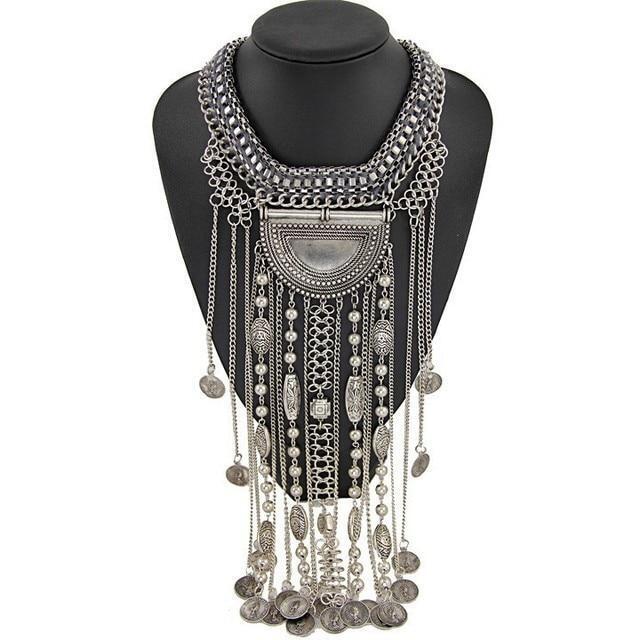 Bohemian Necklace Vintage Choker Ethnic Statement Large Collar Pendant Gypsy