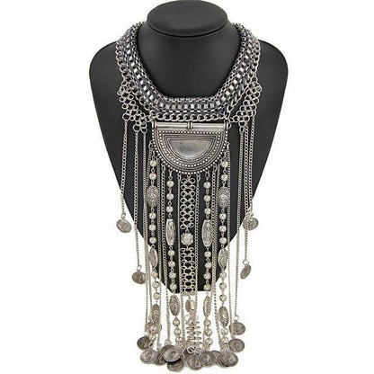 Bohemian Necklace Vintage Choker Ethnic Statement Large Collar Pendant Gypsy