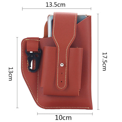 Men's Retro PU Leather Waist Bag Outdoor Belt Hanging Mobile Phone Key Bag Case
