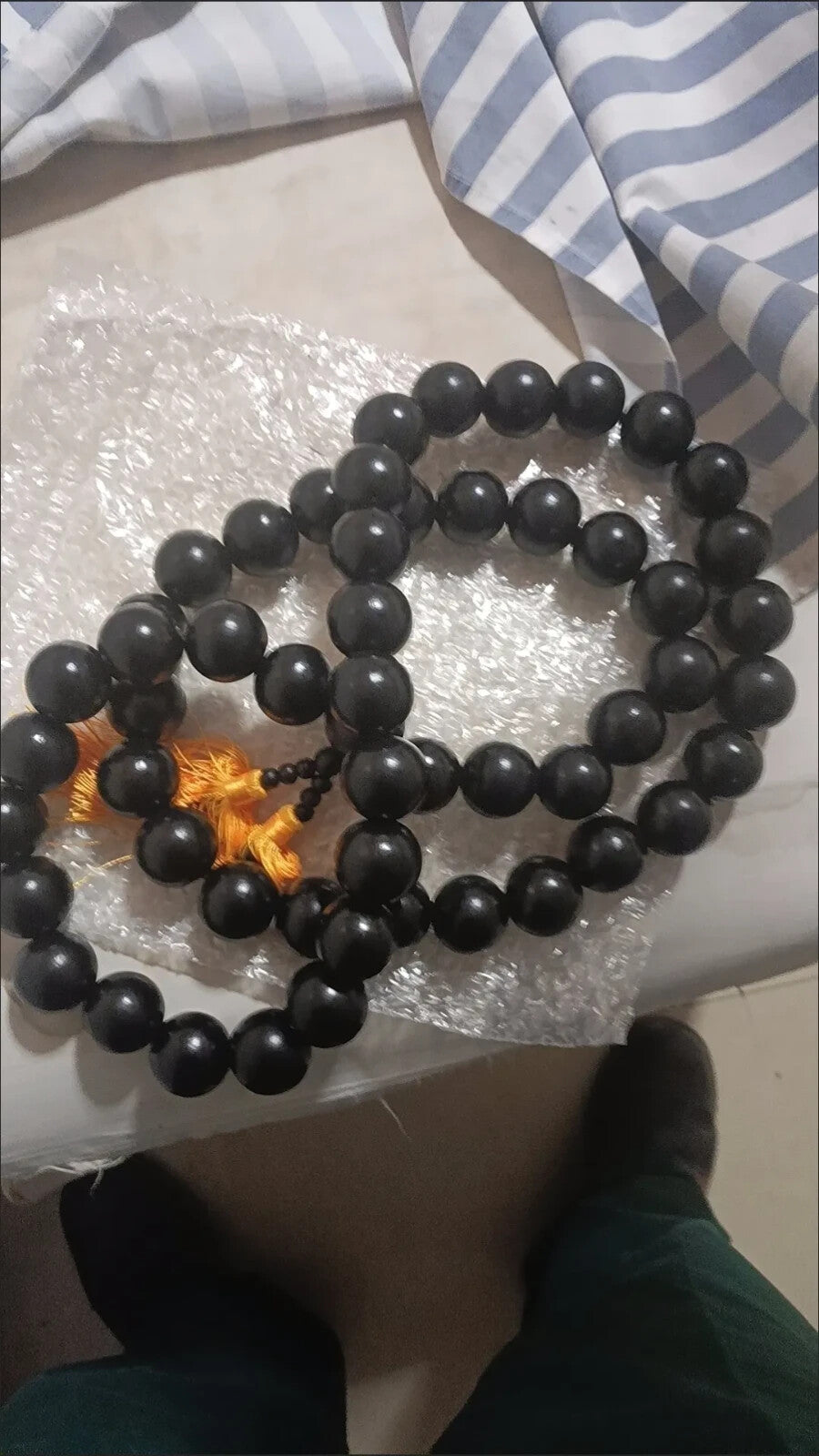 30mm 54 Shaolin Buddha Monk Prayer Mala Black Beads Necklace Kung Fu Suit Rosary