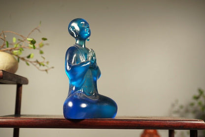 Collect China old Coloured glaze gilt carefully carve enlightenment statue BL