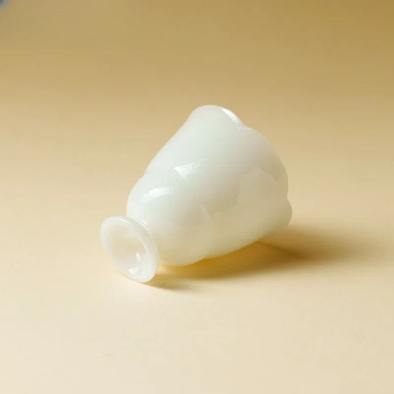 50ml Jade Ceramic Tea-tasting Smelling Cup Flower Mouth High Foot Cup Master Cup