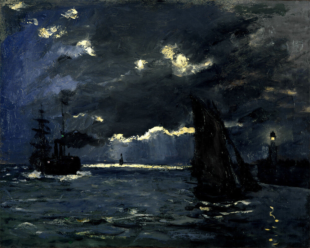 Hand-painted Oil Painting Claude Monet-A ship in the moonlight