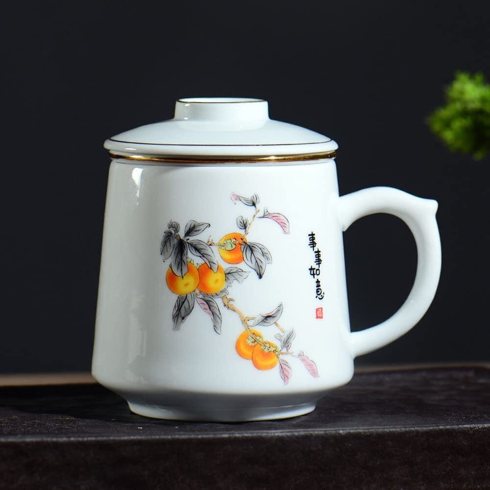 430ml Teacup Ceramic Tea Water Separating Mug Office Tea Filter Mug Tea Set