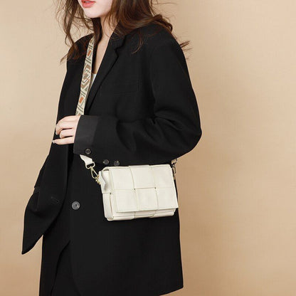 Shoulder Bag Leather Woven Crossbody Bags Wide Straps Messenger Bag Fashion 1 PC