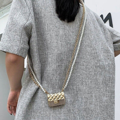 Women fashion Purse Pearl Straps Crossbody bag Mini Fashion Chain Shoulder Purse