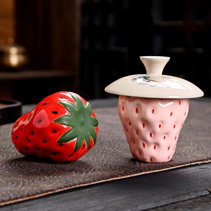 Creative Tea Pet Holder For Lid Of Gaiwan Tea Pot Porcelain Strawberry Design