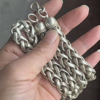 Vintage Miao Silver Handwoven Necklace Ethnic Folk Silver Jewelry