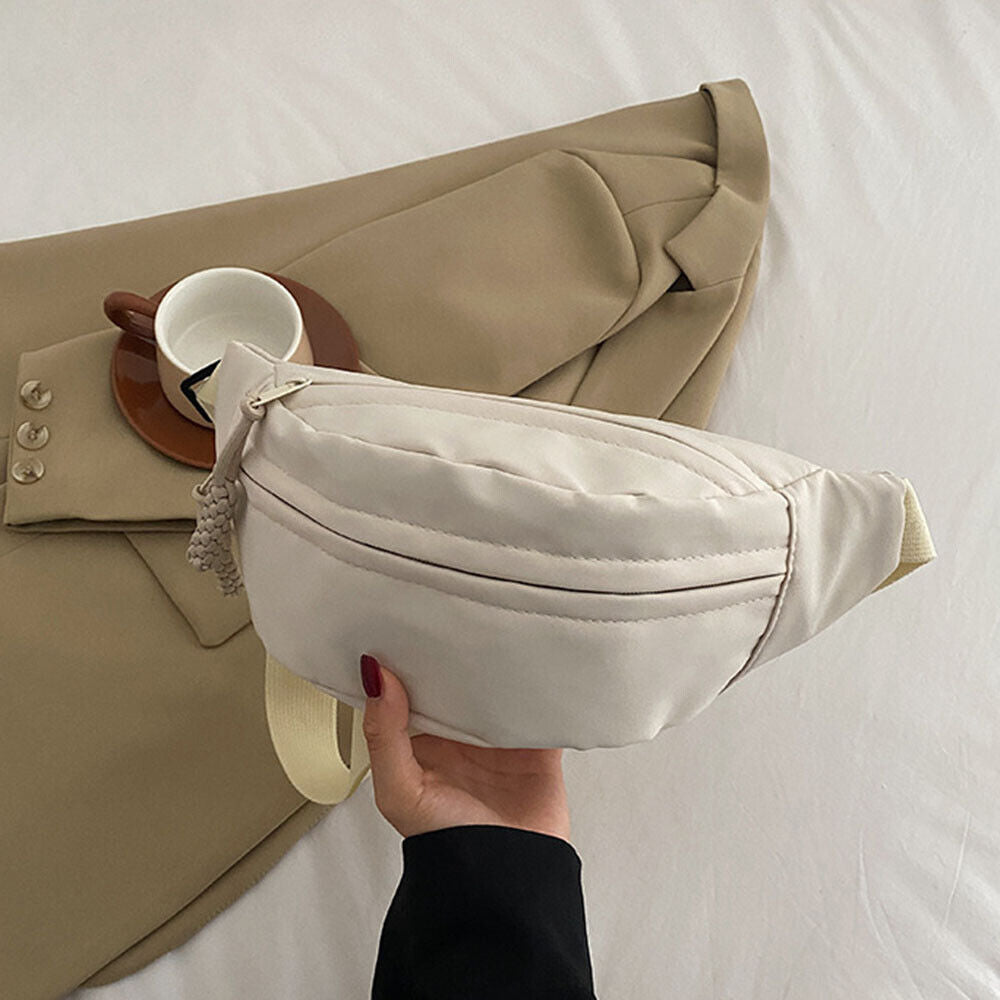 Canvas Shoulder Crossbody Bag Solid Color Chest Bag Sport Underarm Bag Simple