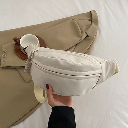 Canvas Shoulder Crossbody Bag Solid Color Chest Bag Sport Underarm Bag Simple