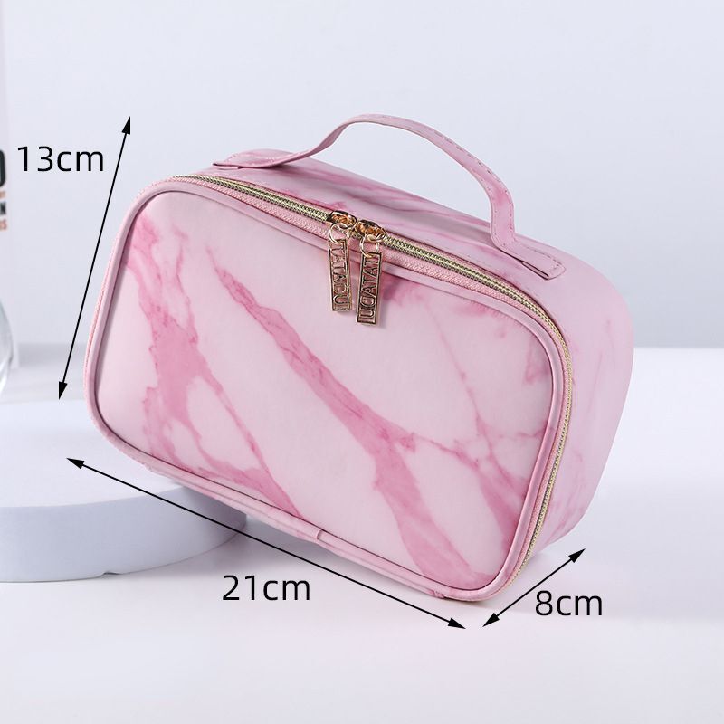 Marble Pattern Cosmetic Bag Toiletries Storage Handbag Waterproof Makeup Cases
