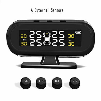 Car Tire Pressure Sensor Temperature Warning Fuel Save Monitor System 4 External