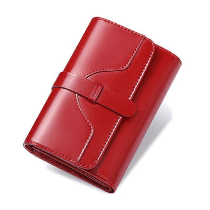 Genuine Leather Wallets Short Clutch Purse 3 Fold Card Coin Bag RFID 9*3*14 CM