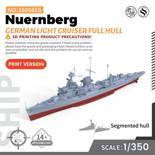 SSC350565S 1/350 Military Model Kit German Nuernberg Light Cruiser Full Hull