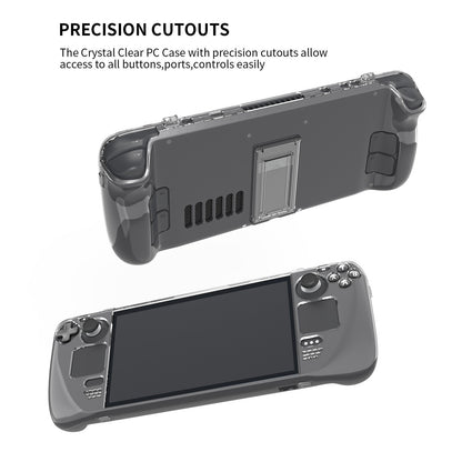 Crystal Clear Protective Back Case Shell With Stand for Steam Deck Game Console