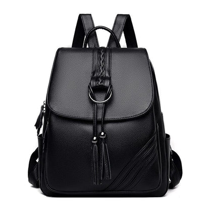 Women Backpack Soft Genuine Leather Fashionable Travelling Bag Softback Red Blue