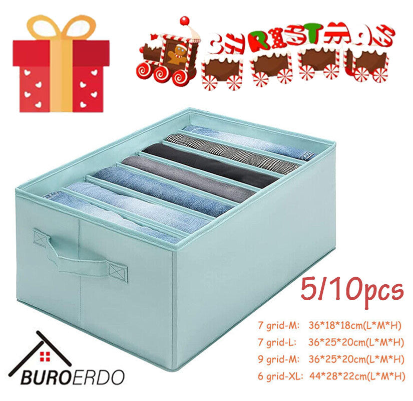5/10PCS Wardrobe Storage Bag Boxes Clothes Jeans Pants Drawer Organizer AU