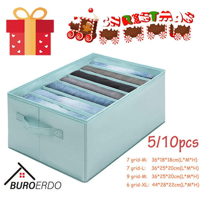 5/10PCS Wardrobe Storage Bag Boxes Clothes Jeans Pants Drawer Organizer AU