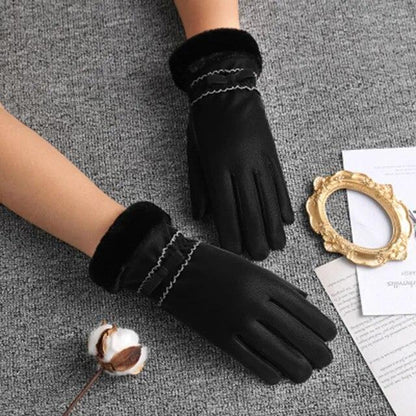New Womens Cycling Cashmere Sheepskin Winter Warm Blue Short Gloves Nine Colors