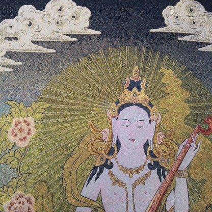36" Tibet Tibetan Cloth Silk Buddhism Saraswati Kwan-yin Guanyin Tangka Thangka