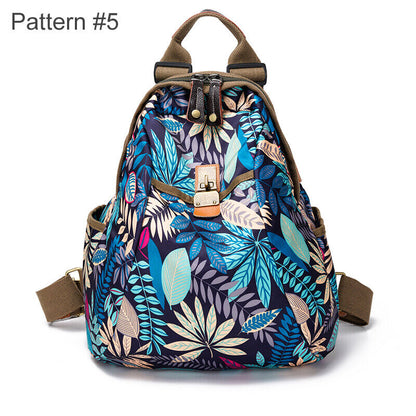 Convertible Floral Nylon Backpack Rucksack Purse Shoulder Bag Travel 2 sizes