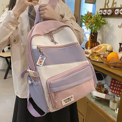 Backpacks Contrast Colors Waterproof Nylon Traveling Anti-Theft Schoolbag 20-35L