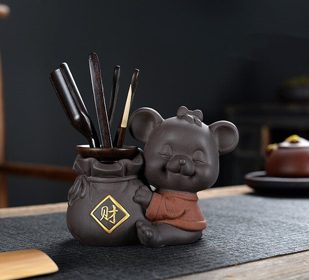 Table Decoration Creative Tea Pet Yixing Zisha Purple Clay Pen Holder Small Vase