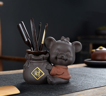 Table Decoration Creative Tea Pet Yixing Zisha Purple Clay Pen Holder Small Vase