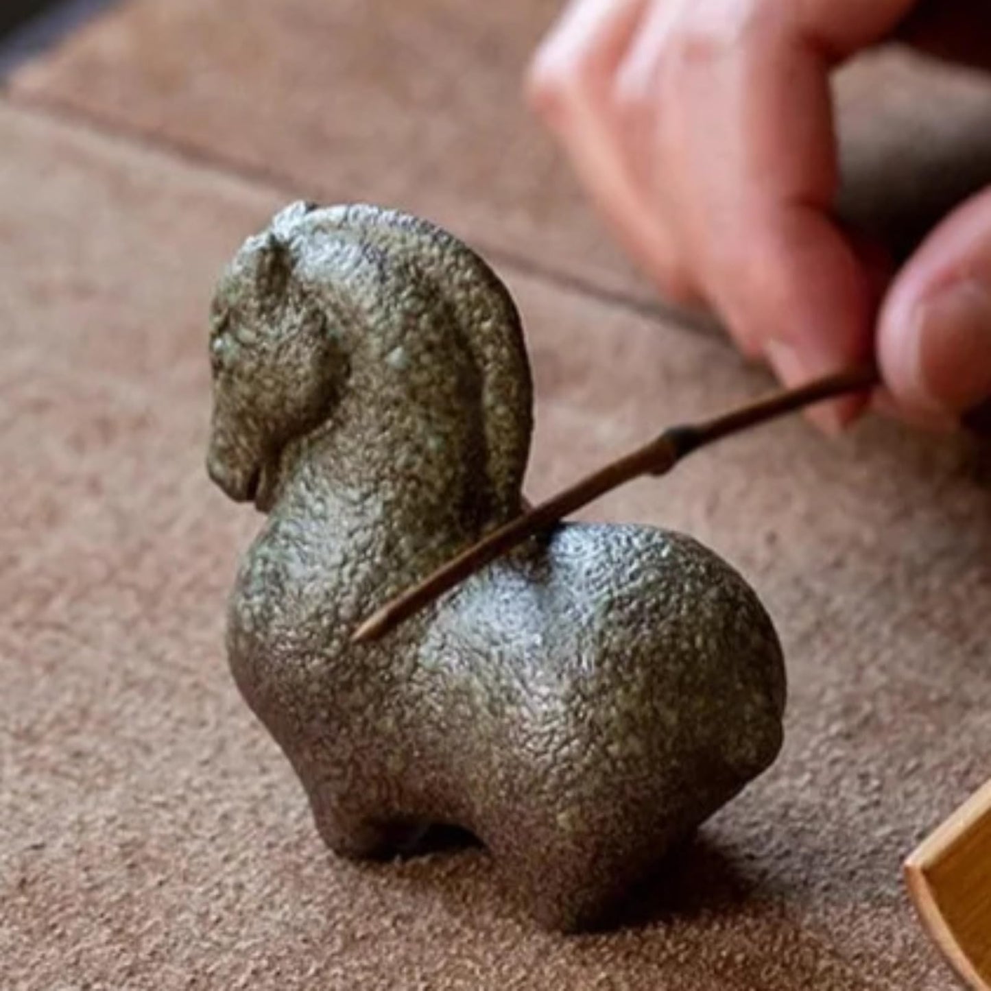 Horse Coarse Pottery Tea Pet Tea Ceremony 7.5cm 3in Animal Desktop Decor Crafts