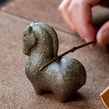 Horse Coarse Pottery Tea Pet Tea Ceremony 7.5cm 3in Animal Desktop Decor Crafts
