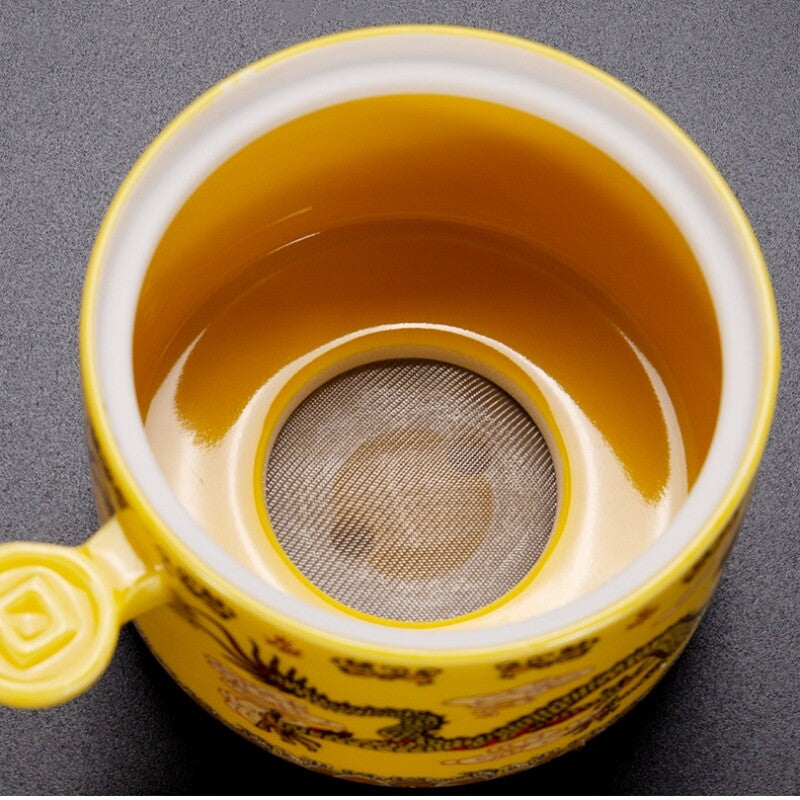 Automatic Tea Set Porcelain Dragon Print Tea Pot Matching Tea Cup Pitcher New