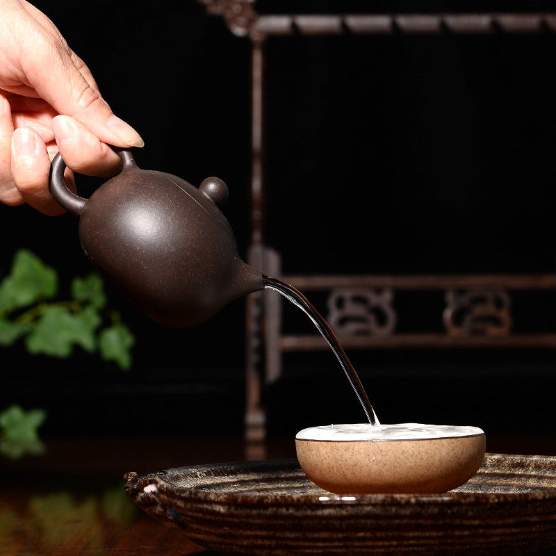 90ml Chinese Yixing Purple Clay Teapot Xishi Pot Floral Carve Kung Fu Tea Set