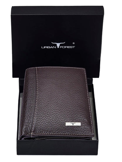 New Dark Brown Bi-Fold Leather Men's Wallet RFID Protection Gift Item