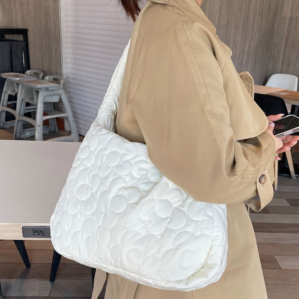 Quilted Tote Handbag Large Pleated Bubble Shoulder Crossbody Bag Cotton Padded