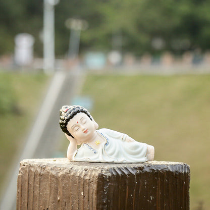 safety Buddha for car decoration porcelain tea pet house warming gift small size