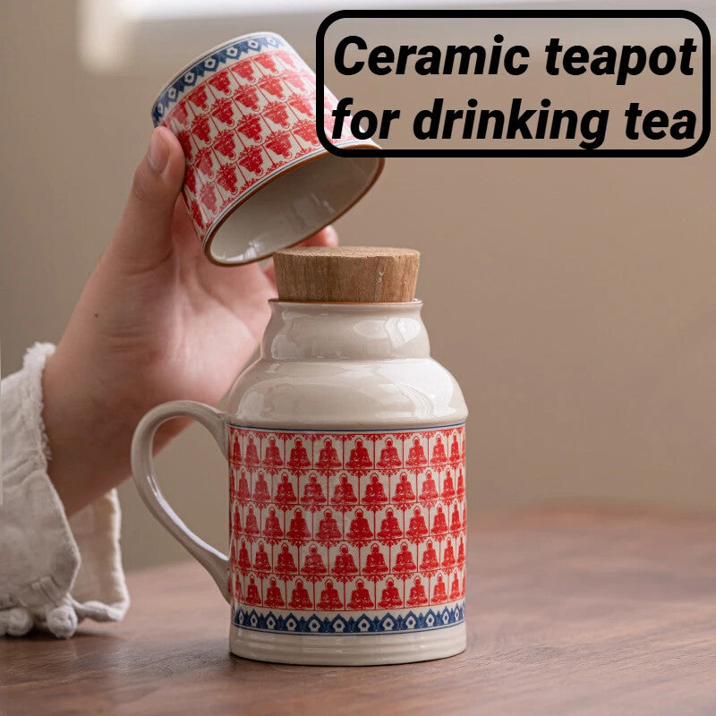 Office Home Drinking Ru Kiln with Lid Small Warm Pot Ceramic Tea Cup Chinese
