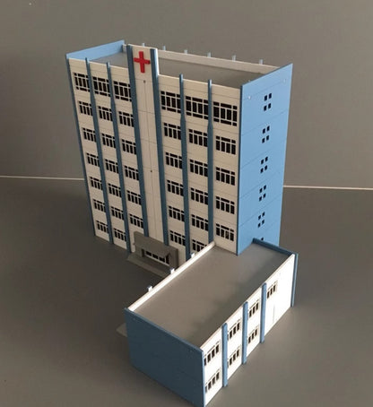1/150 1/87 Scale Buildings Train Railway Modern Hospital Blue White Model House