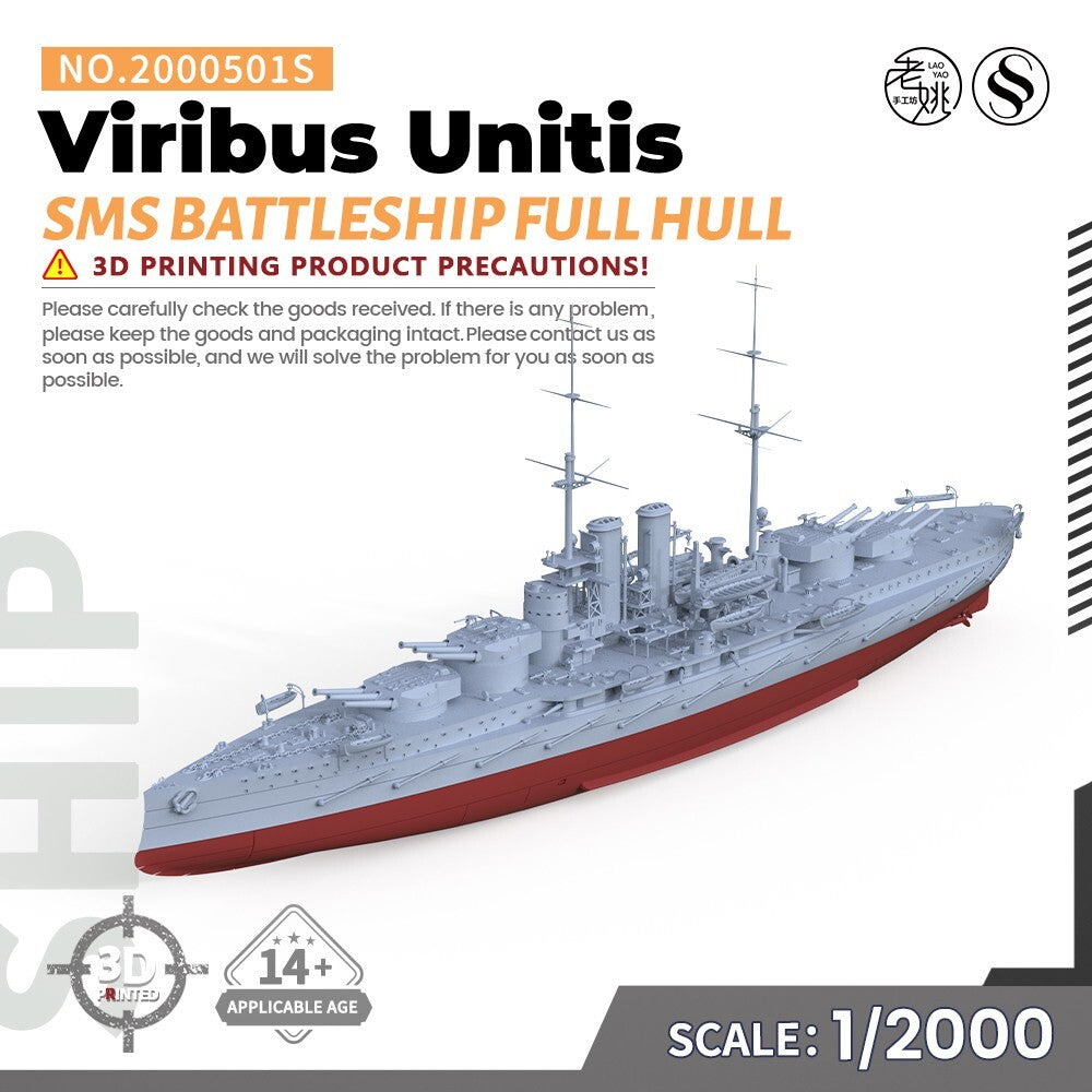 SSMODEL SS2000501S 1/2000 Military Model SMS Viribus Unitis Battleship Full Hull