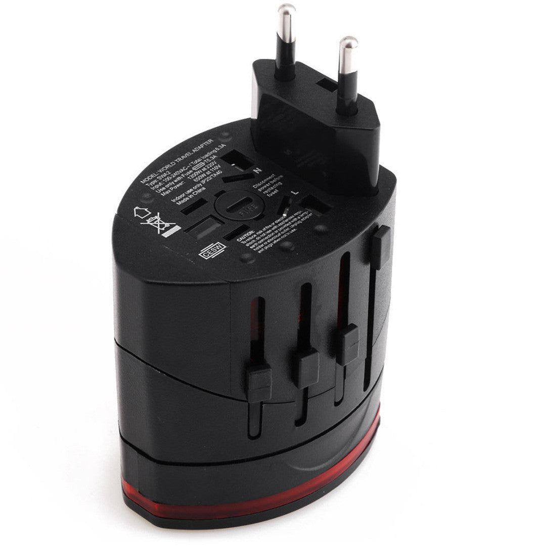 Travel Adapter USA, UK, EU, AUS/CNY Charger Power Plug Converter + 2 USB Ports